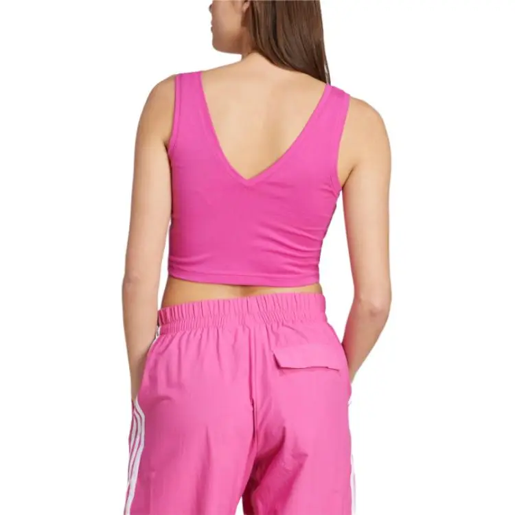 Adidas Women's Essentials Small Logo Cotton Lifestyle Tank Top Semi Lucid Fuchsia/White-2