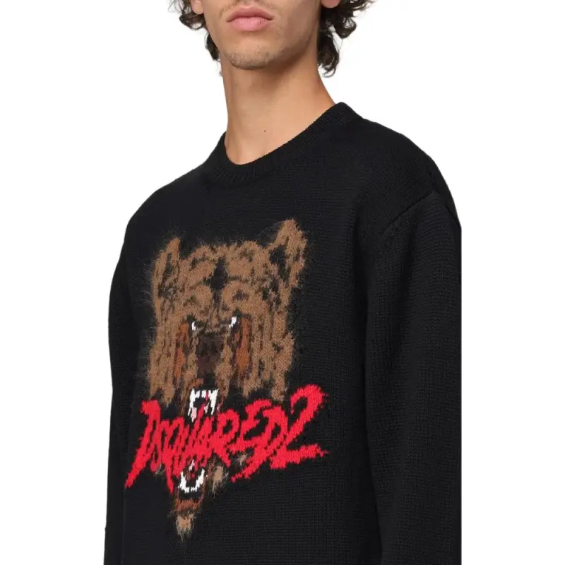 DSQUARED 2 Logo Intarsia Crewneck Jumper-5
