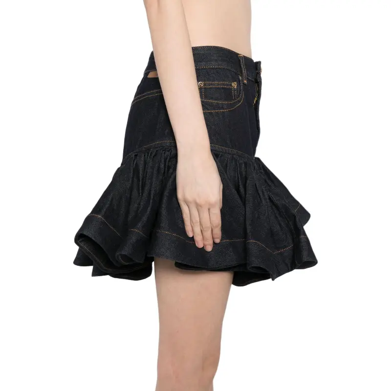 Zimmermann Crush Denim Frill Mini Skirt-4