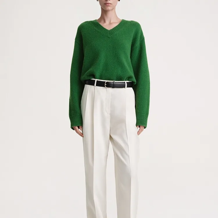 TOTEME V Neck Wool cashmere Jumper-1