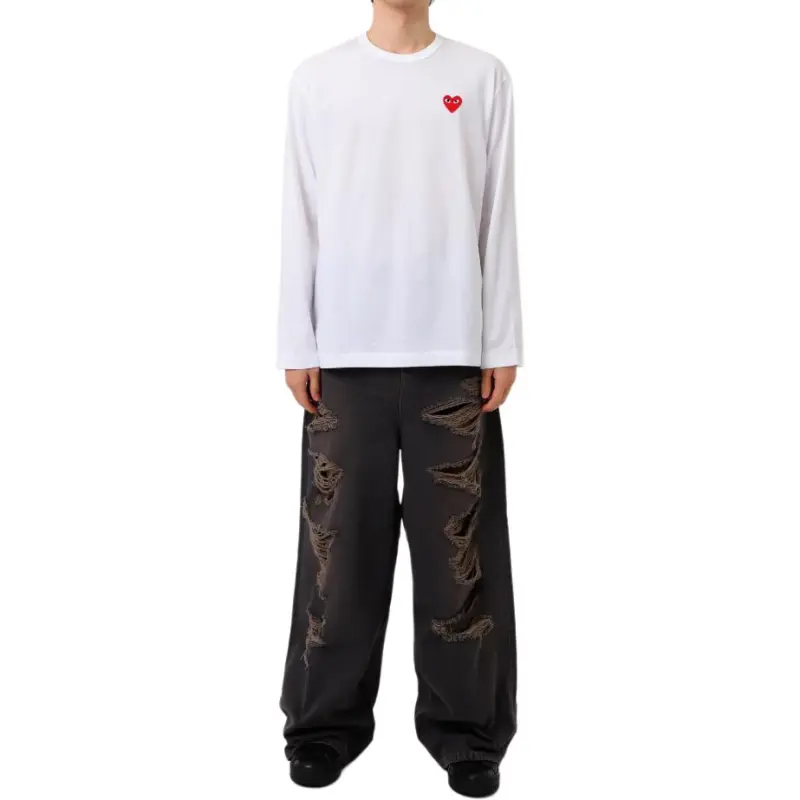 CDG Play T Shirts Unisex White-1