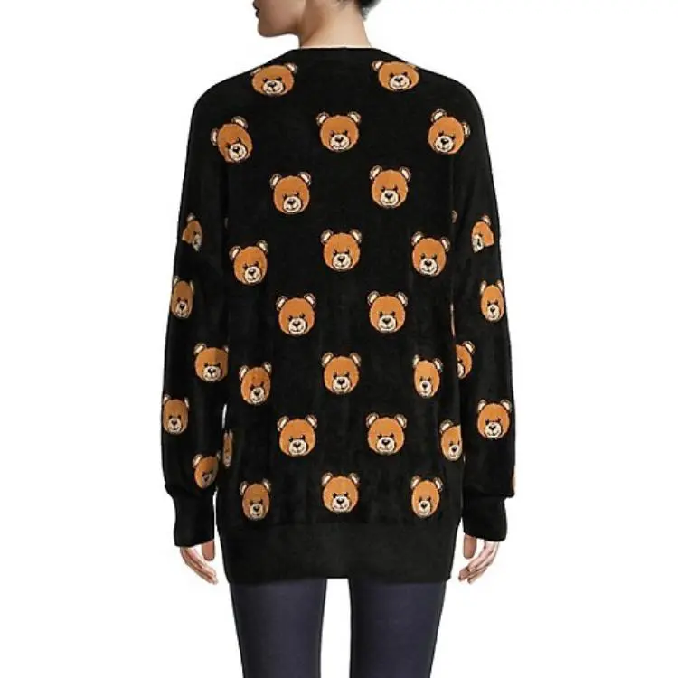 MOSCHINO Teddy Bear Jacquard Knit Cardigan-4