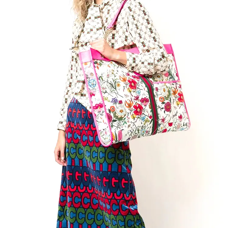 GUCCI Rajah Canvas With Leather Combo Bag Tote Bag Shopping Bag Shoulder Bag Handbag Women's Multicolor-4