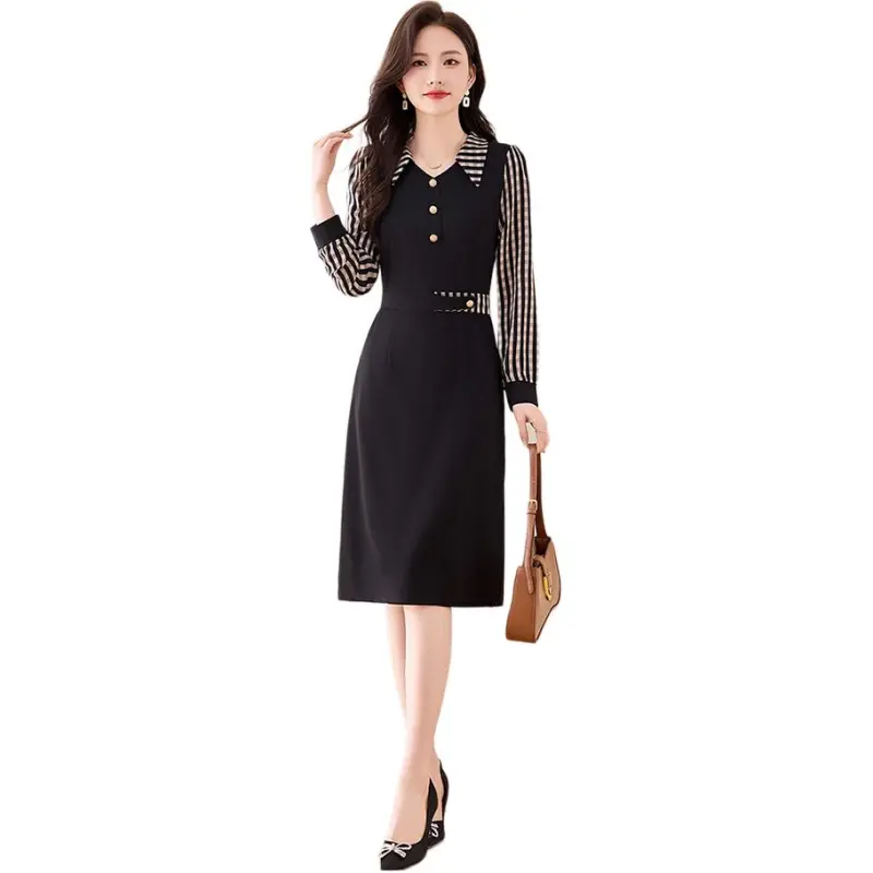 Fele.d Long Sleeved Dress Women's Black-2