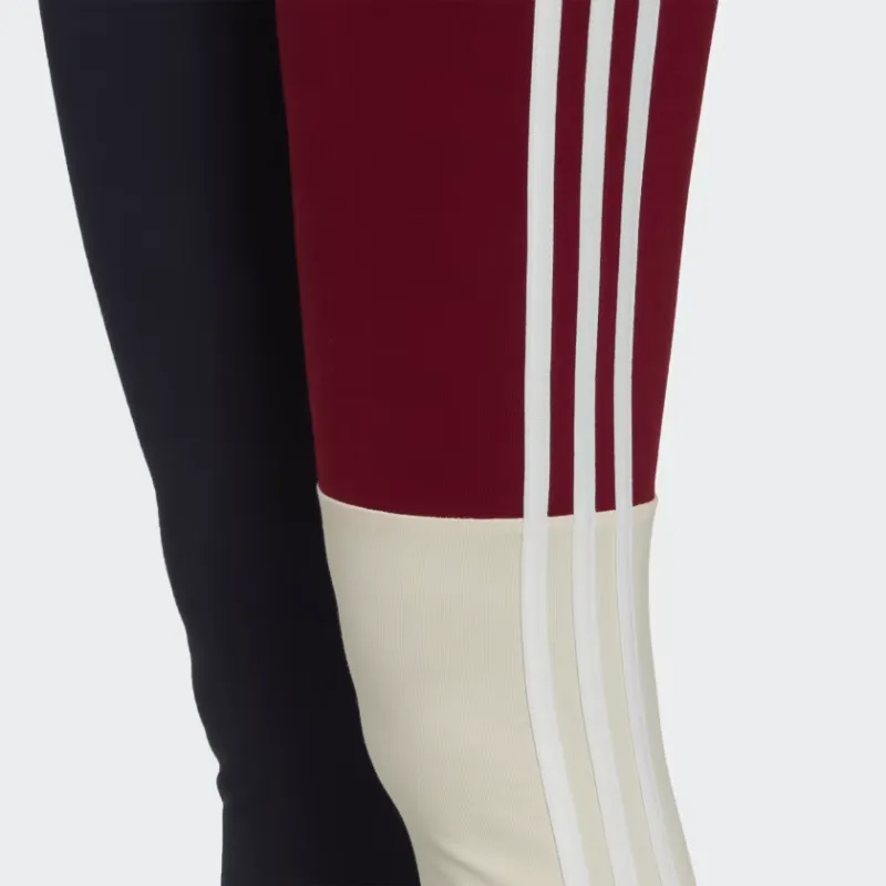 Adidas Essential 3-STRIPES COLORBLOCK COTTON LEGGINGS Athletic Trousers Women's Black Red-5