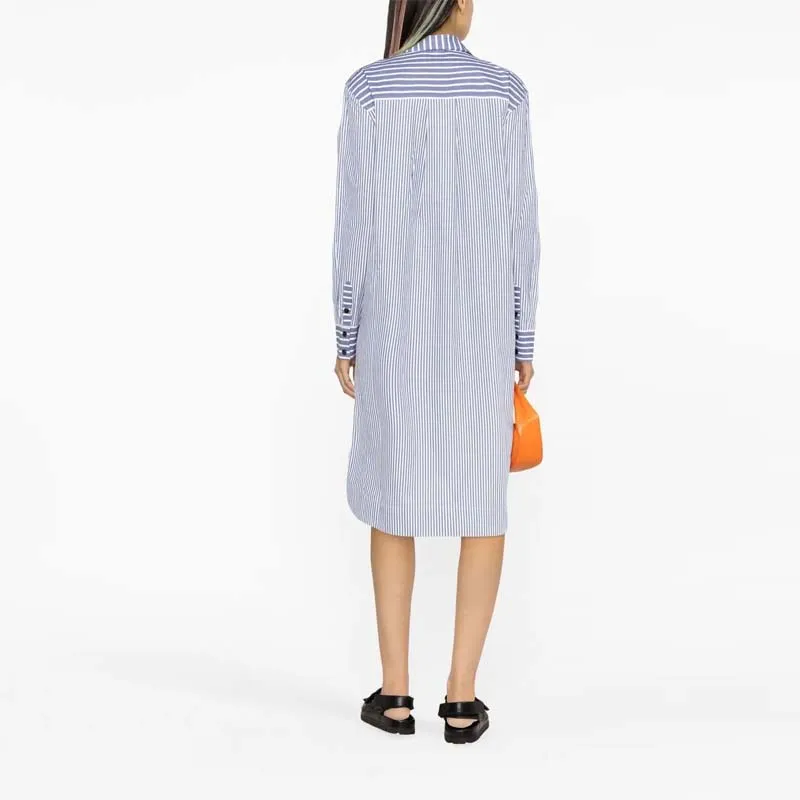 GANNI Long-Sleeved Striped Shirt Dress-2