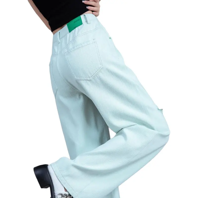 You Cow Me Pants Jeans Women's White Green-3
