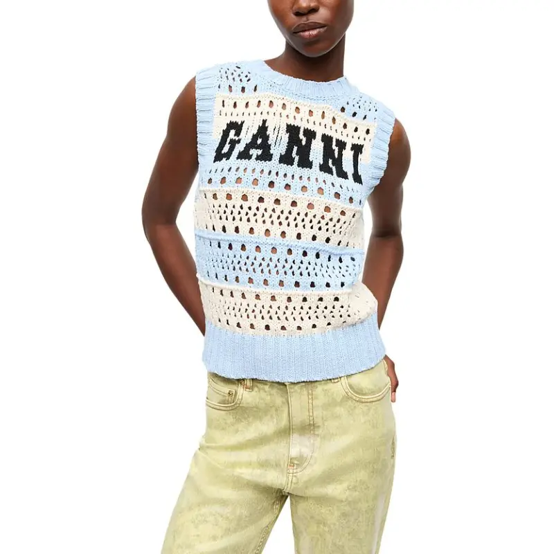 GANNI Striped Pattern Knitted Vest-2