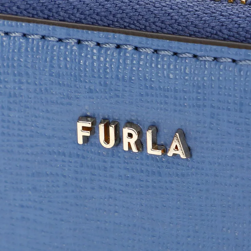 Furla Babylon Laminated Processing Cow Leather Coin Purse Trumpets Women's Blue-6