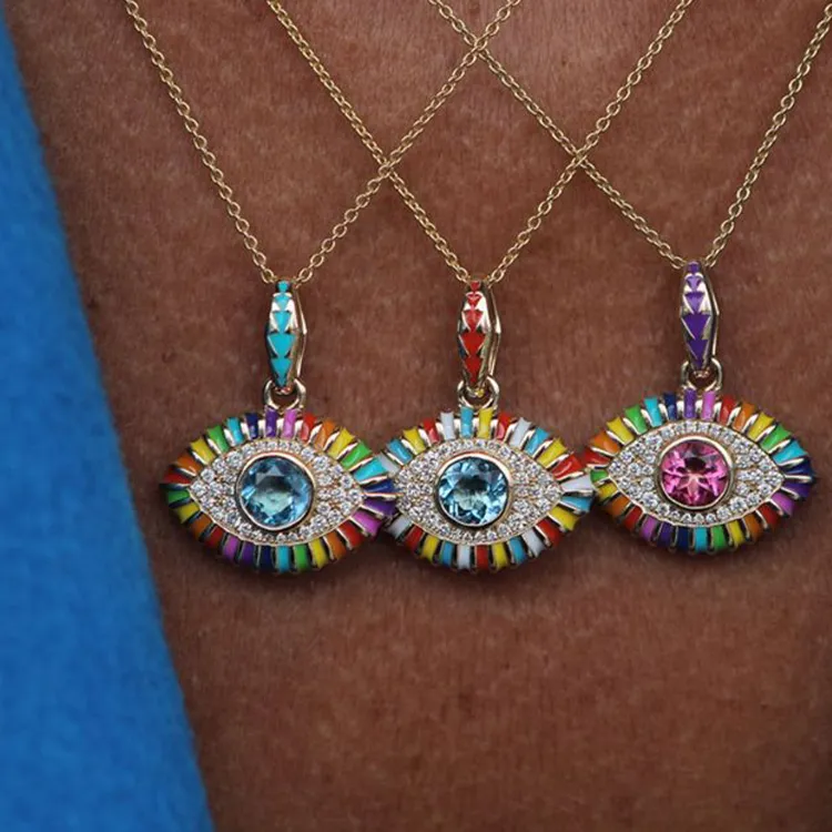 Nevernot 14kt Yellow Gold Rainbow Diamond And Topaz Necklace-2