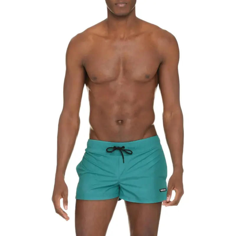 VERSACE Logo Patch Drawstring Swim Shorts-5