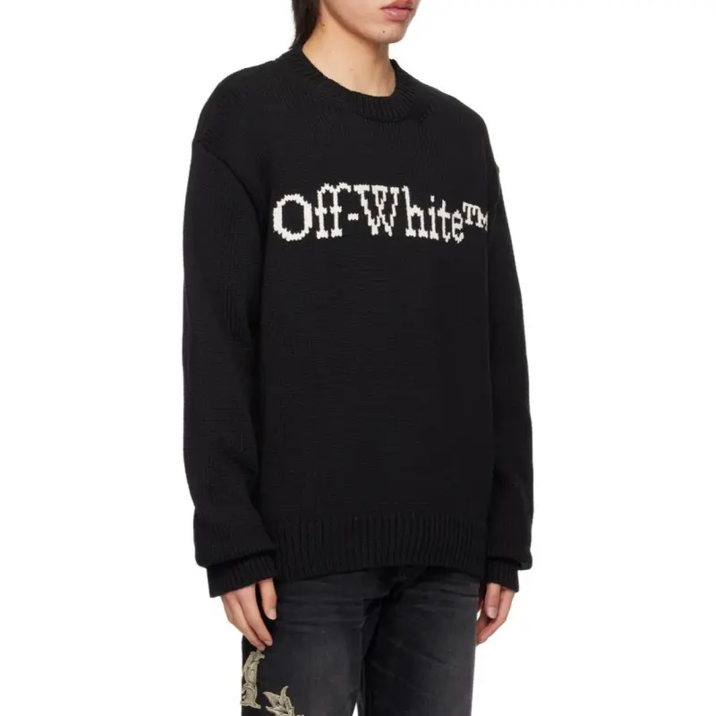 OFF WHITE Logo Detailed Crewneck Knitted Jumper-3