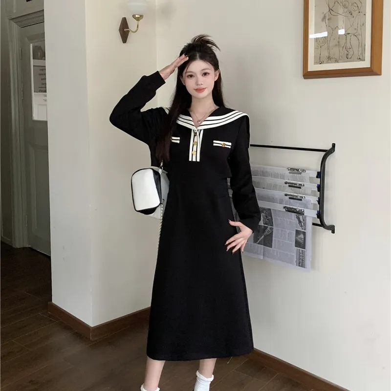 SECFLY OFFICIAL Long Sleeved Dresses Women's Black-4