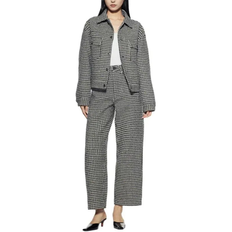 FRAME FW24 Casual Pants Women's Black White Plaid-2