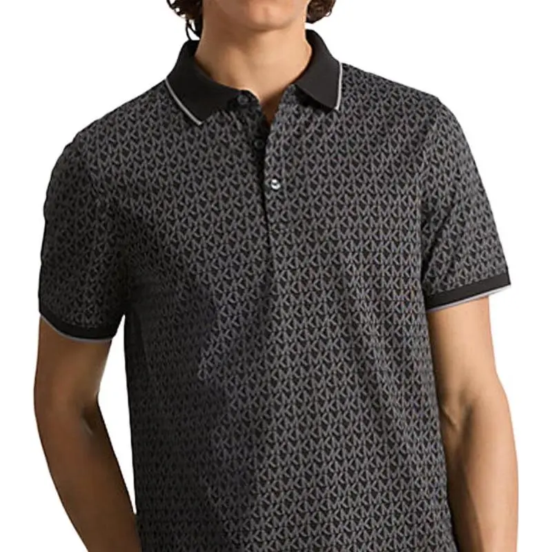 MICHAEL KORS Greenwich Signature Logo Print Cotton Polo Shirt-3