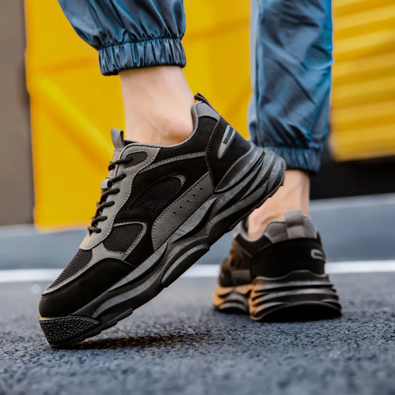 Warrior Low Top Chunky Sneakers Men's Black Gray-5