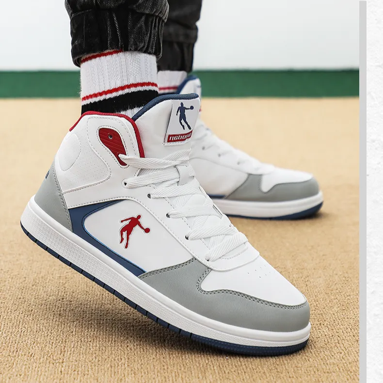 QIAODAN Coverage High Top Skateboard Shoes Men's Blue-3