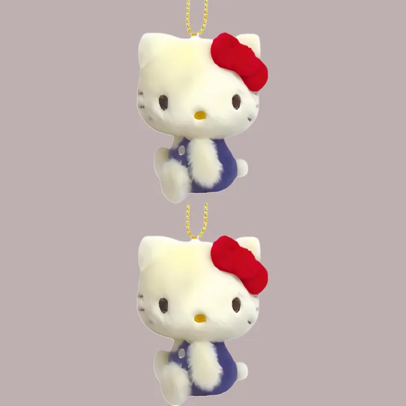 Sanrio Hello Kitty Vintage Red Bowknot Charm Dolls Plush Pendant 10cm Height-2