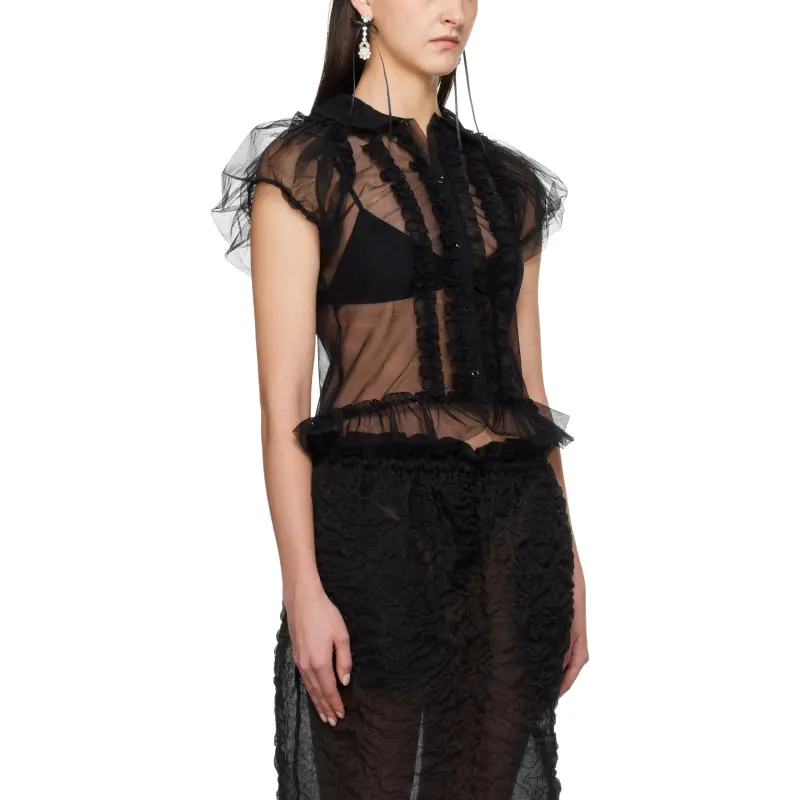 SIMONE ROCHA Ruffled Sheer Blouse-2