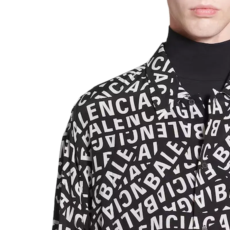 Balenciaga All Over Logo Printed Buttoned Shirt-3