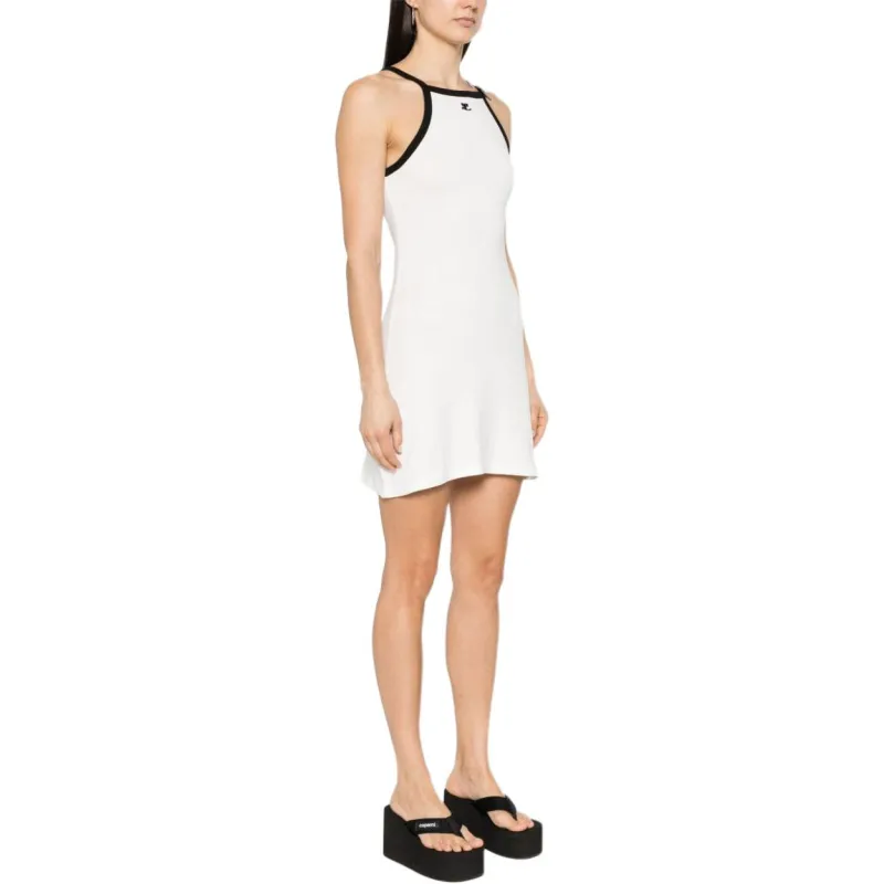 Courrèges Buckle Contrast Dress 'White/Black'-3