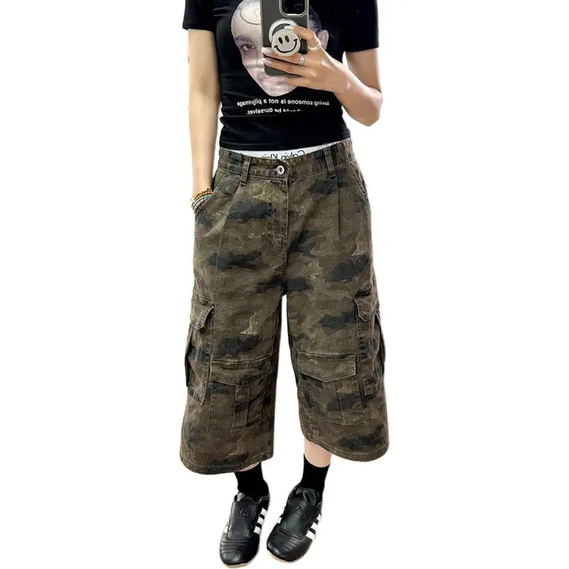 DUATOGE Denim Shorts Men Camouflage -3