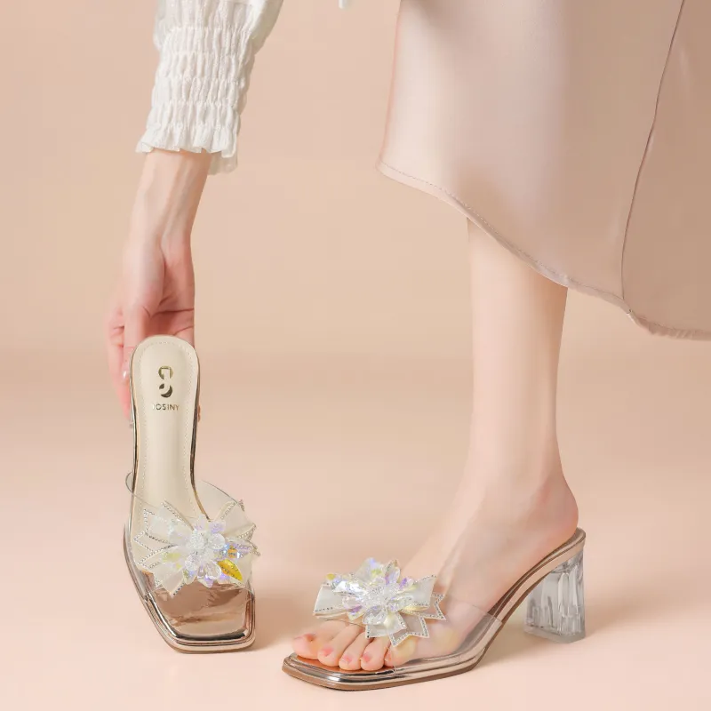 JOSINY Outerwear Slide Slipper Women's Champagne/Silver-5