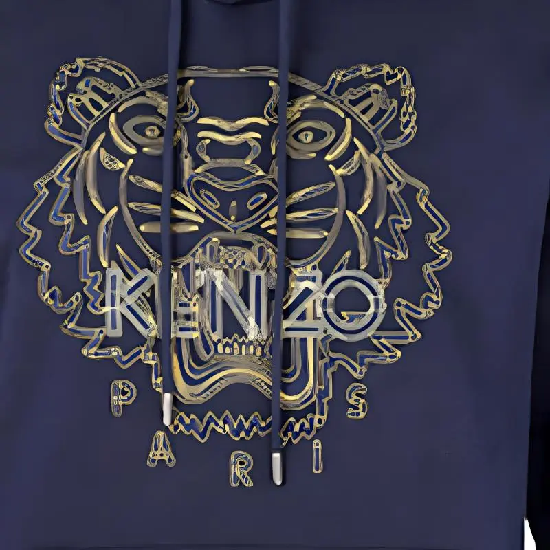 KENZO Tiger Embroidered Drawstring Hoodie-1