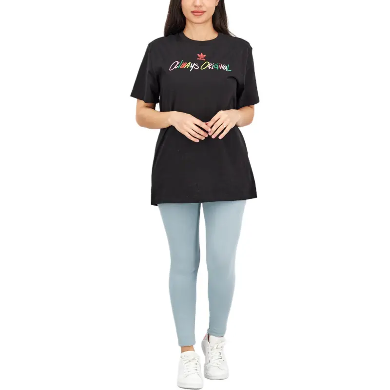 Adidas Originals Drop Shoulder Sleeve T Shirt Women's Black-4