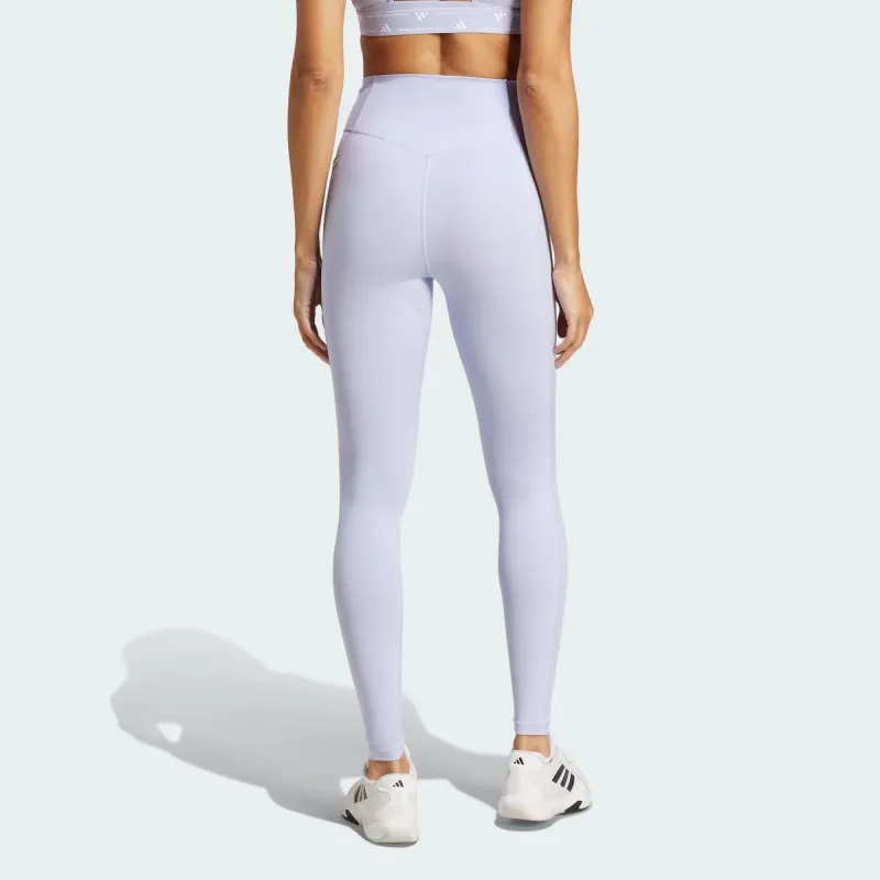 Adidas Women's Optime Essentials Stash Pocket Full Length Leggings Violet Tone/White-3