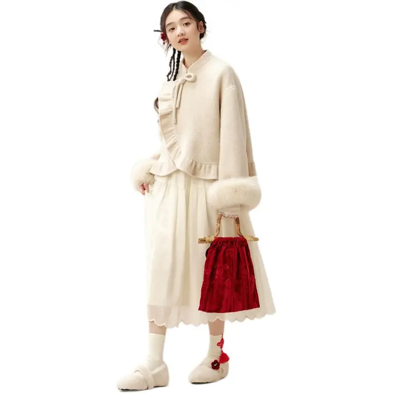 ZIHAN Long Sleeved Dress Women's Beige Gold-3
