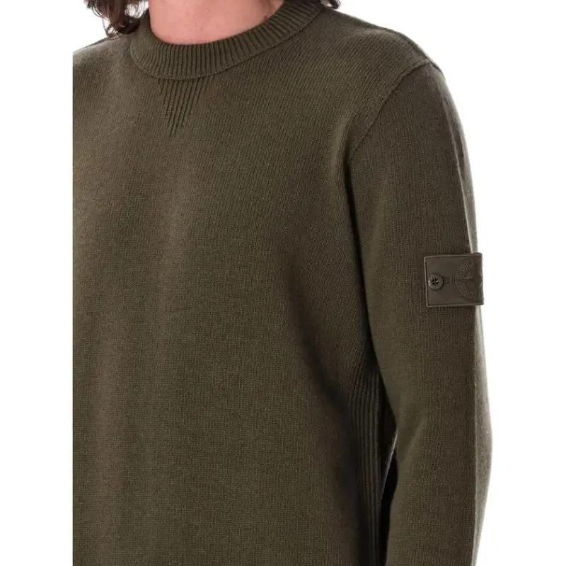STONE ISLAND Logo Patch Crewneck Knit Jumper-4