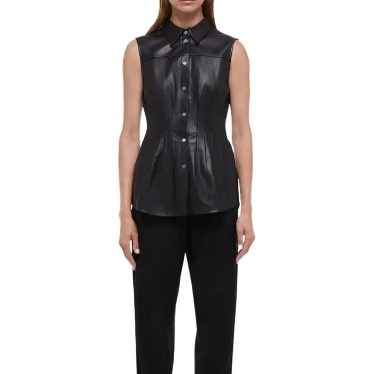 Helmut Lang Leather Waisted Dart Shirt-1