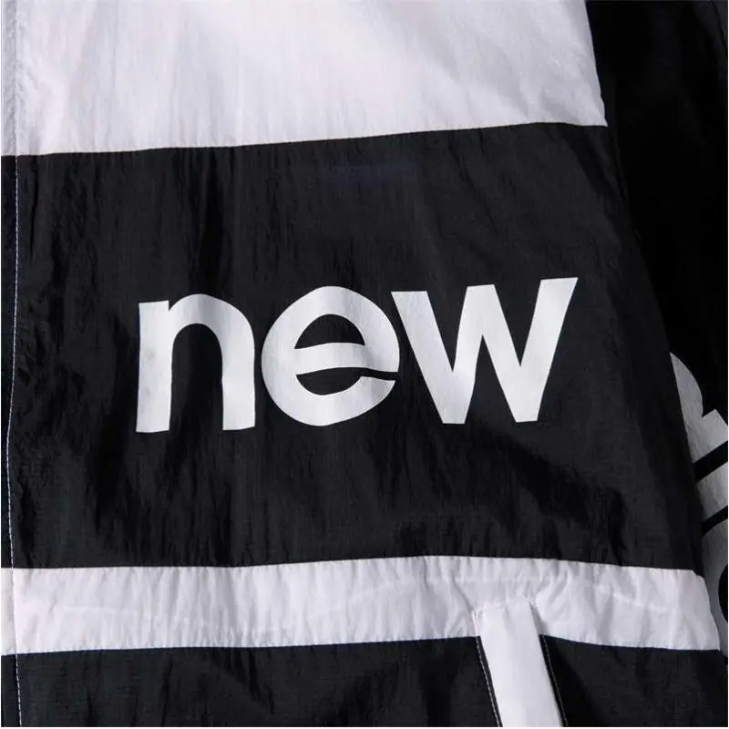 New Balance Windproof Breathable Wear Resistant Windbreaker Jacket Unisex Black White-2