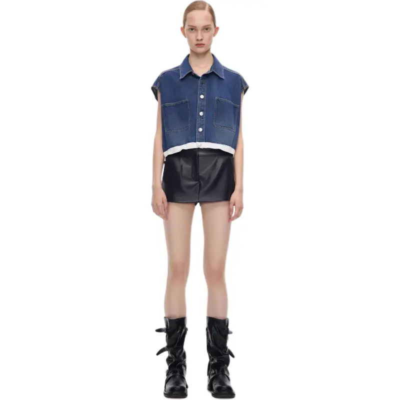 CALLED BACK Leather Short Skirts Women's Black-3