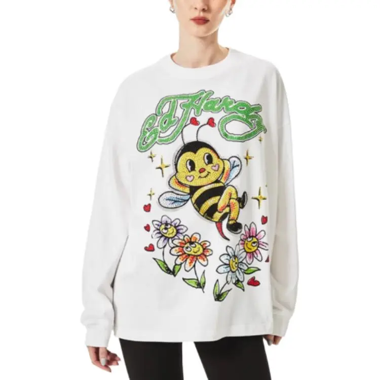 Ed Hardy SS24 Drop Shoulder Sleeve T Shirt Women's White-2