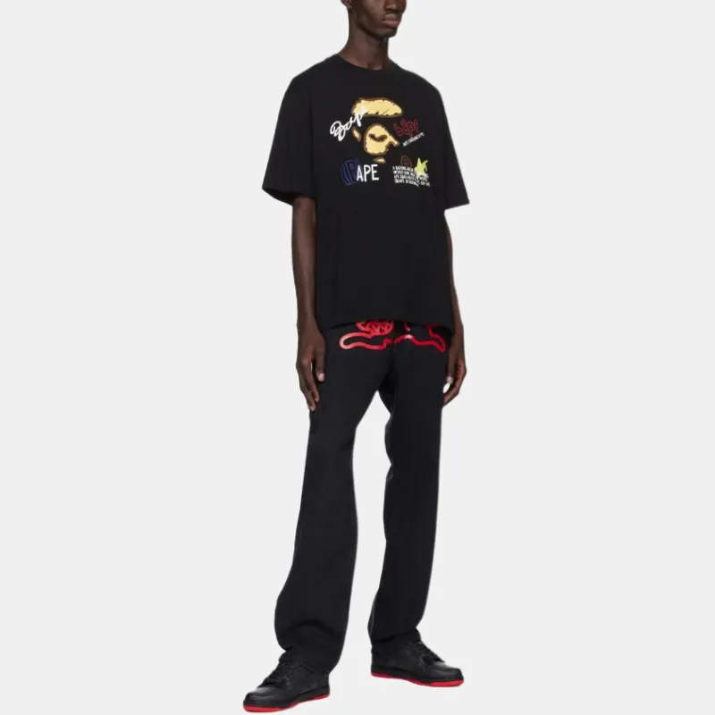 A BATHING APE Hand Draw Graphic Relaxed Fit Tee-5