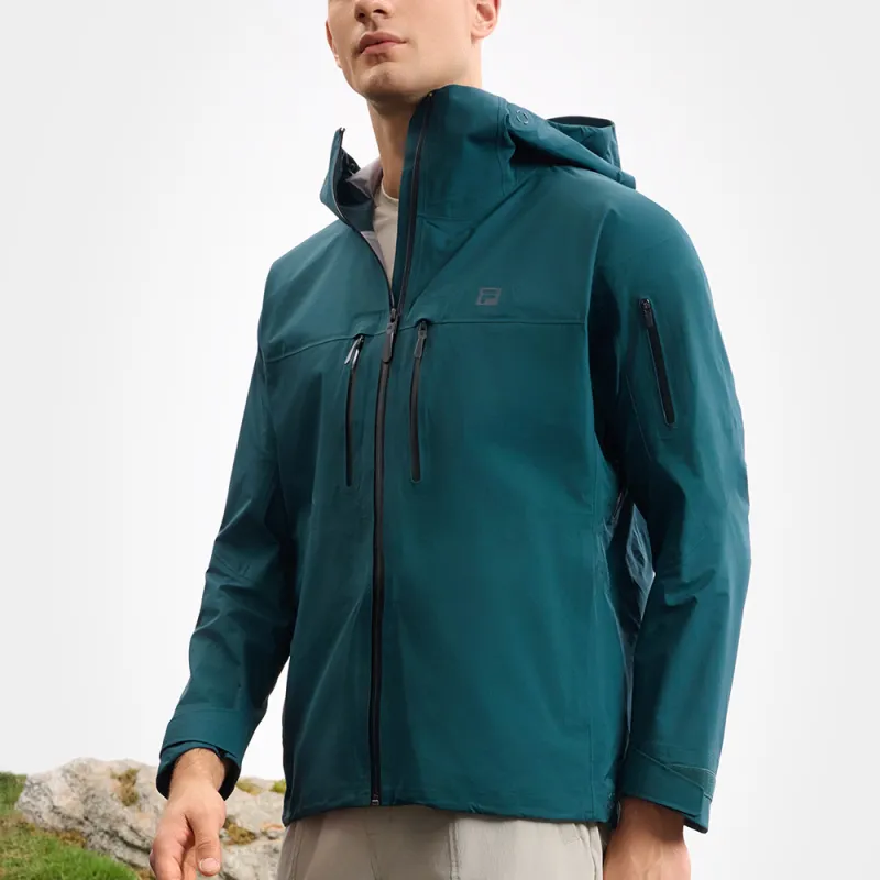 FILA Outdoor Hiking Waterproof And Windproof Windbreaker Jacket Men's Dark Green-4