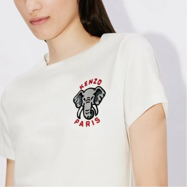 KENZO Elephant Embroidered Crewneck T-Shirt-5