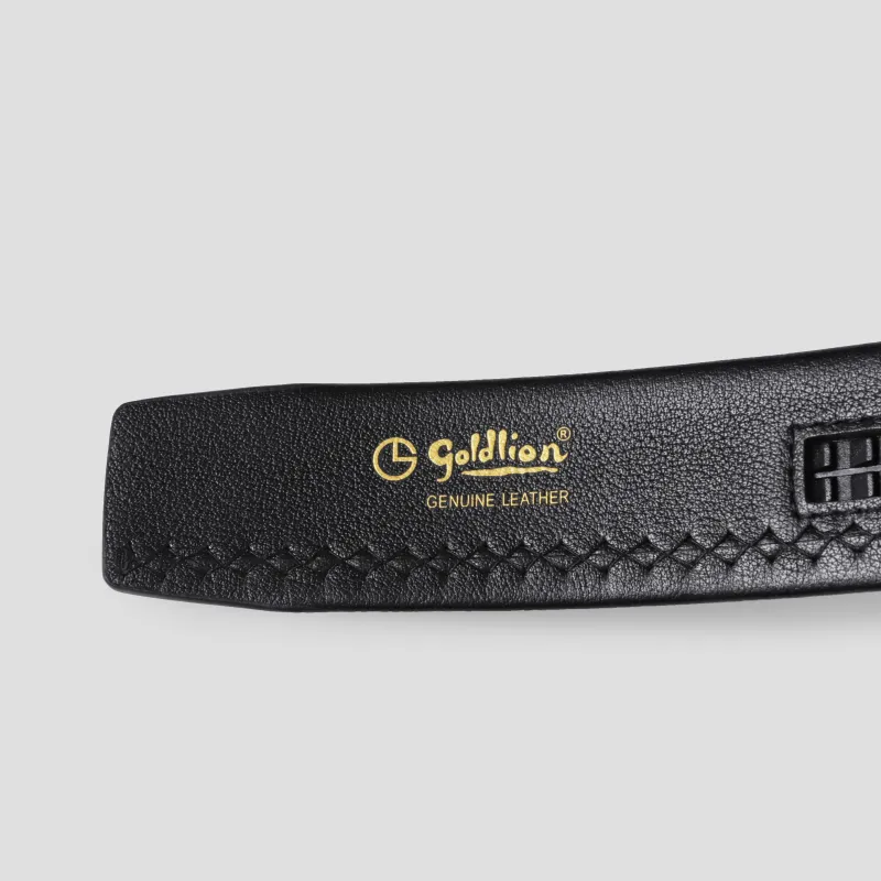 GOLDLION Selected Top Grain Genuine Leather Belts Men's Gunmetal/Black 3.5CM-3