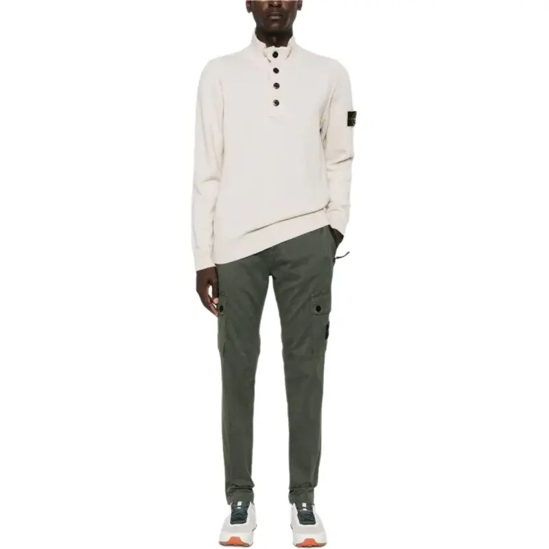 STONE ISLAND Logo Patch Straight Leg Pants-2