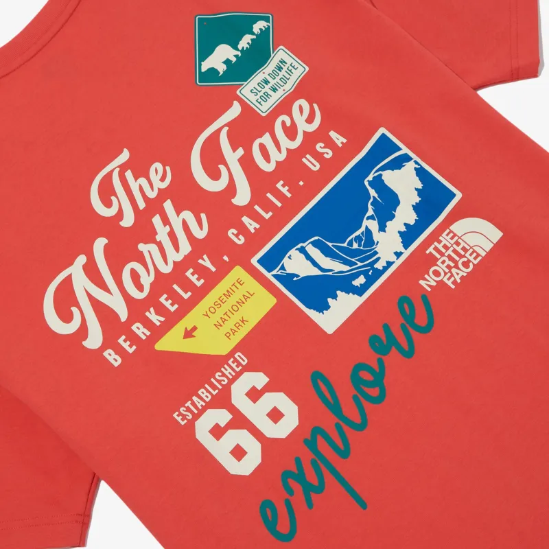 THE NORTH FACE City Landmark Emblem Archive S/S R/Tee T Shirt Men's Coral-3