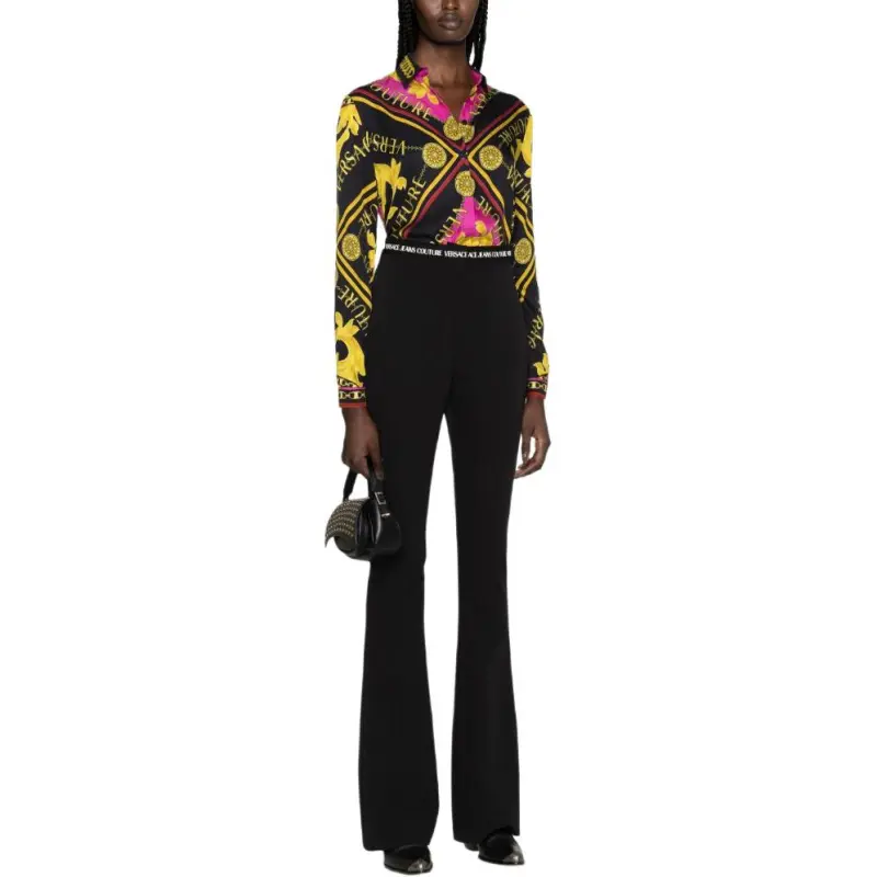 VERSACE Logo Couture-Print Straight Hem Shirt-2