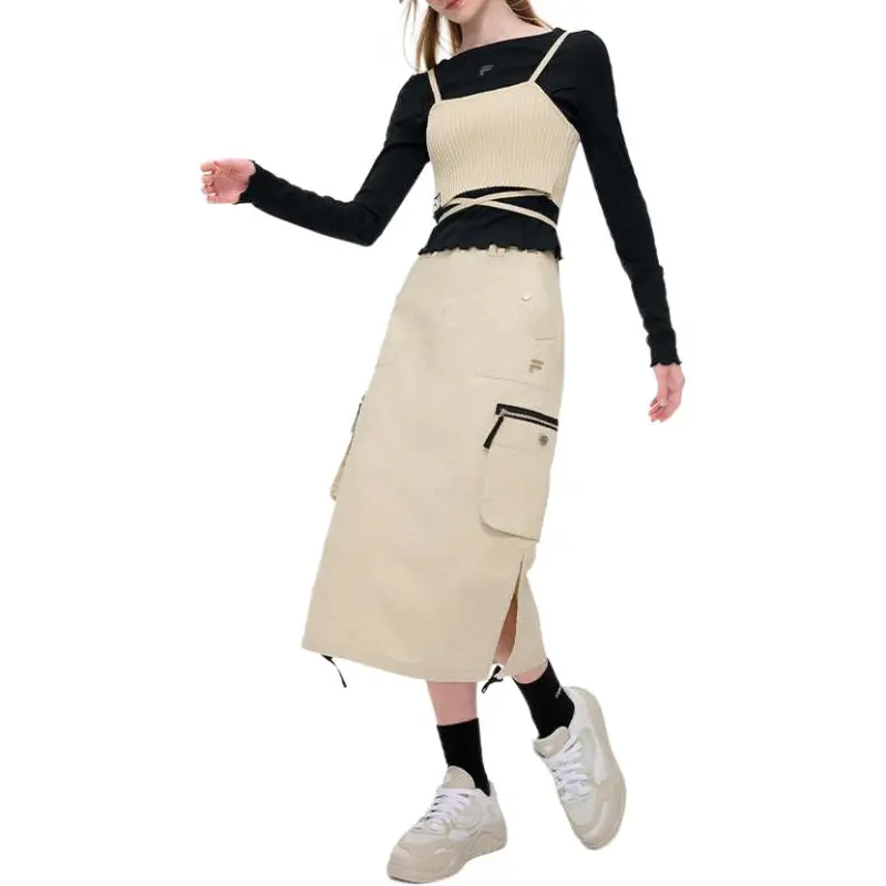 FILA FUSION Casual Long Skirts Women's Spring Millet-3
