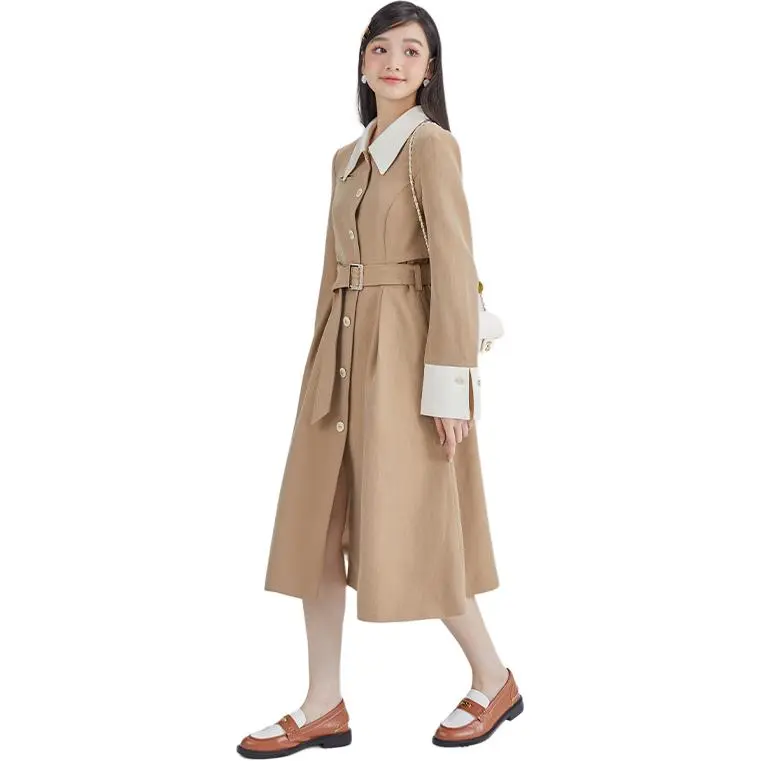 DEAR DEER PUFF Trench Coat Women's Coffee-5