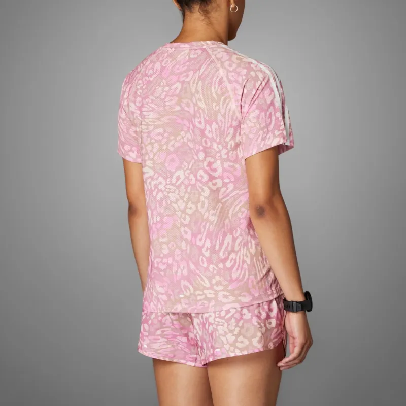 Adidas Own The Run3 Stripes Regular T Shirt Women's Pink Coral-2
