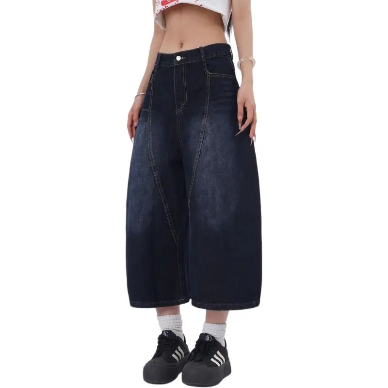 DUATOGE Denim Shorts Men's Vintage Blue -1