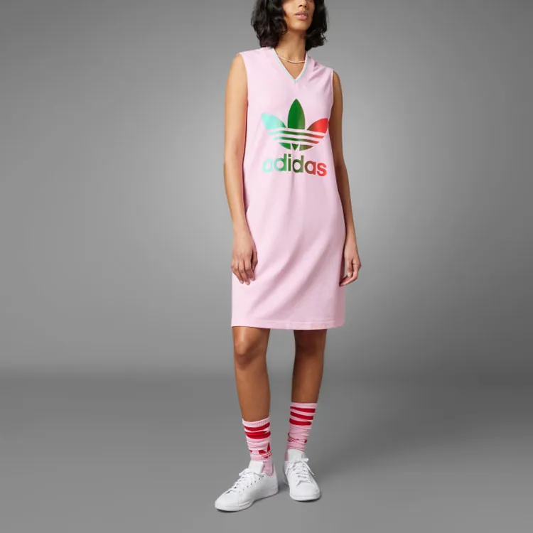 Adidas Originals SS23 Adicolor 70s Retro Series Sleeveless Dresses Women's Pink-3