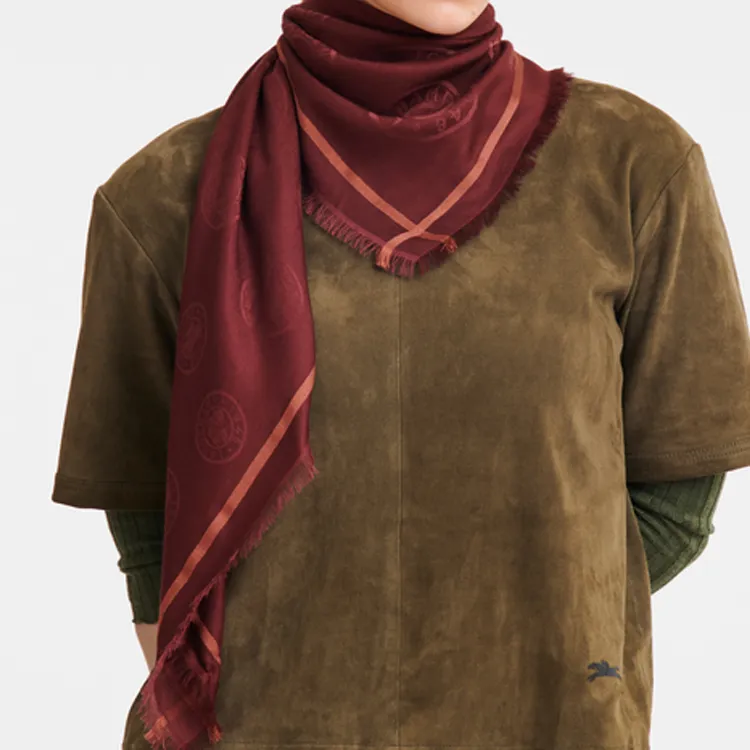 LONGCHAMP Cotton Shawls Unisex Burgundy-1