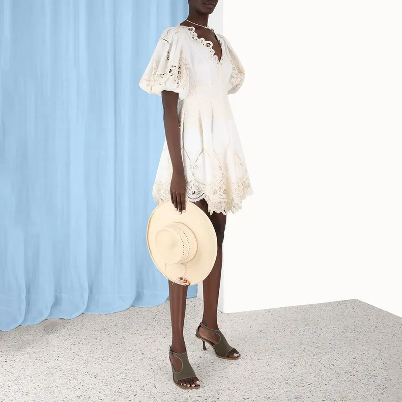 Zimmermann Short-Sleeved Dresses Women's Ivory White-3